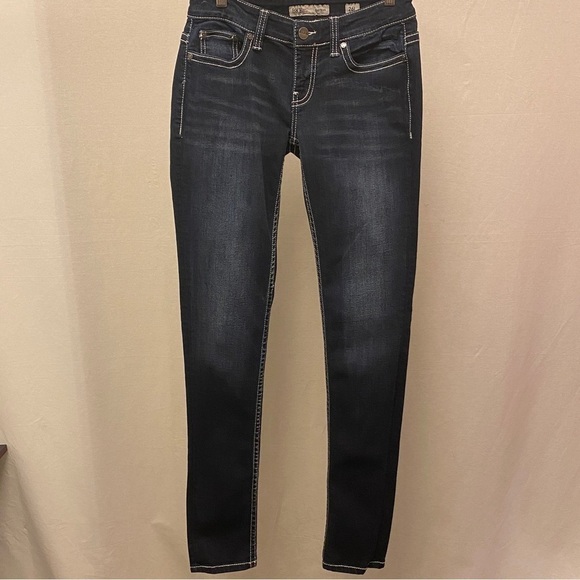 BKE 2 Long (26L) Payton Skinny Jeans Mid 8” Rise Stretch Womens Dark Wash - Picture 14 of 16